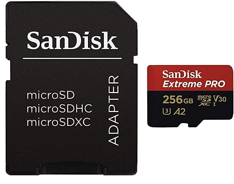 Карта памяти SanDisk Extreme Pro microSD V30 170MB/s 256GB, адаптер на SD 