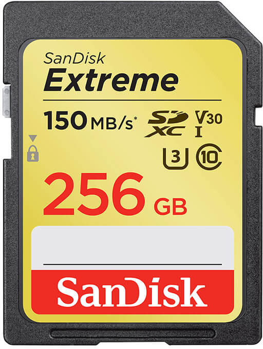 Карта памяти SanDisk Extreme SDXC UHS-I Class 3 V30 150MB/s 256GB 